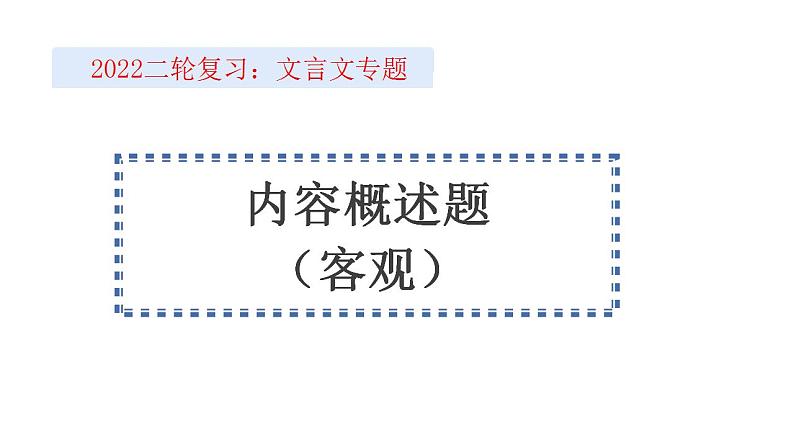 2022届高考语文二轮复习文言文内容概述选择题 课件第1页