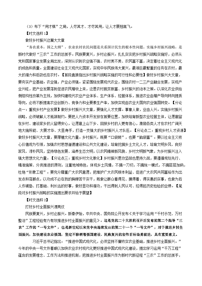 07 乡村振兴-2025年高考语文作文复习之宏大主题素材积累与运用-作文练习03