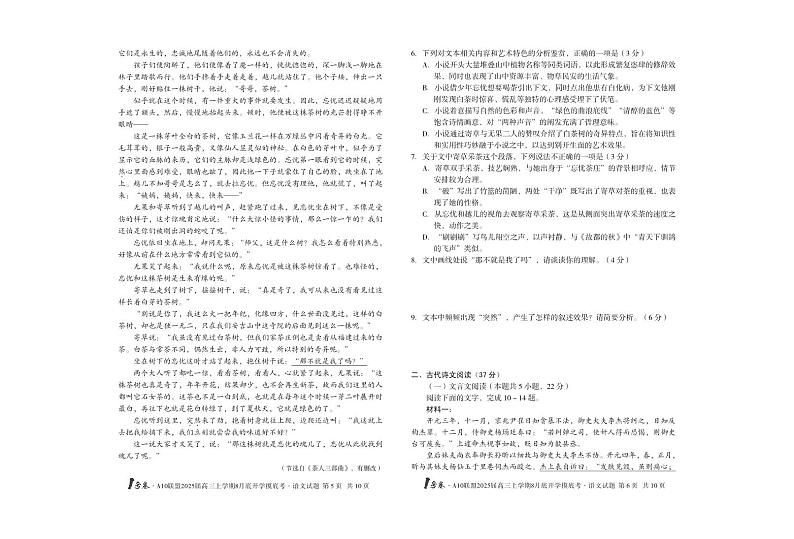 安徽省A10联盟2024-2025学年高三上学期8月底开学考试语文试题（PDF版附答案）第3页