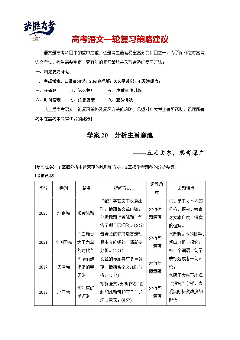 板块三  学案20　分析主旨意蕴——立足文本，思考深广-2025年高考语文大一轮复习（课件+讲义+练习）01