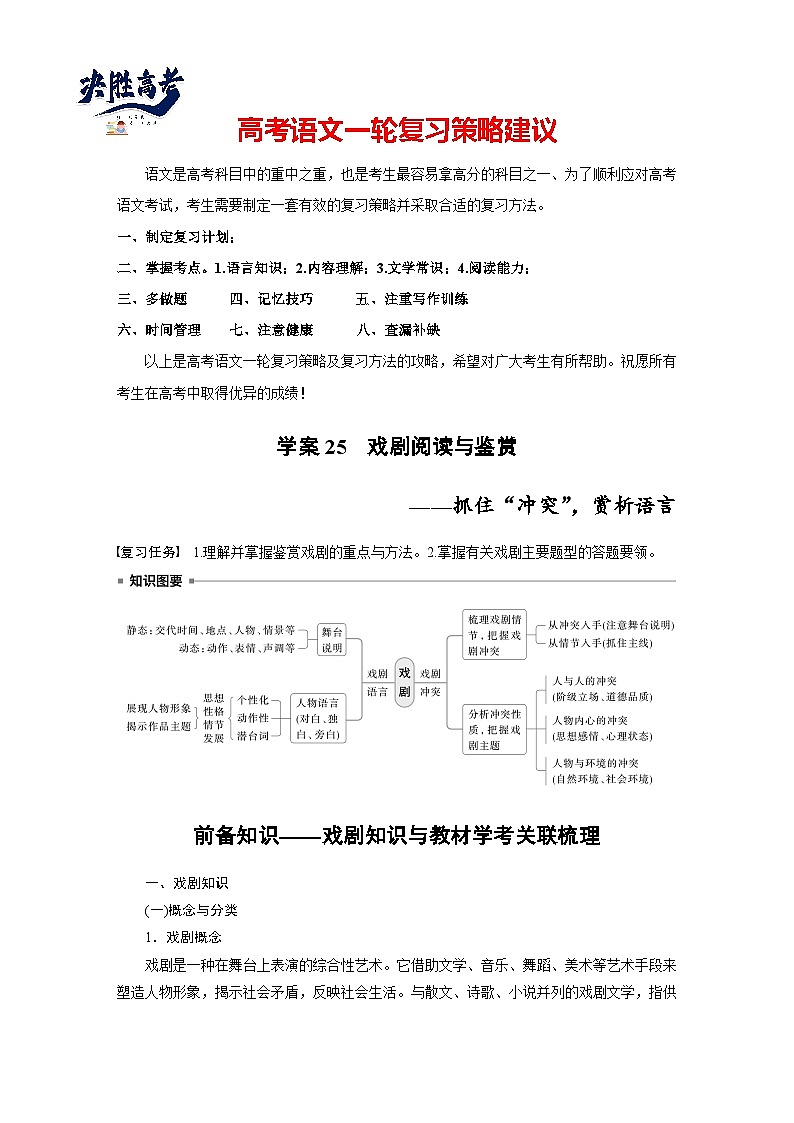 板块四  学案25　戏剧阅读与鉴赏——抓住“冲突”，赏析语言-2025年高考语文大一轮复习（课件+讲义+练习）01