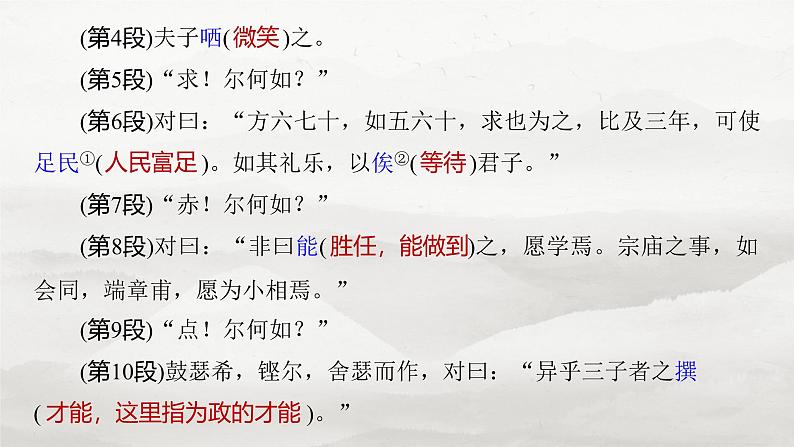 必修下册(一)　单篇梳理1　子路、曾皙、冉有、公西华侍坐-2025年高考语文大一轮复习（课件+讲义+练习）07