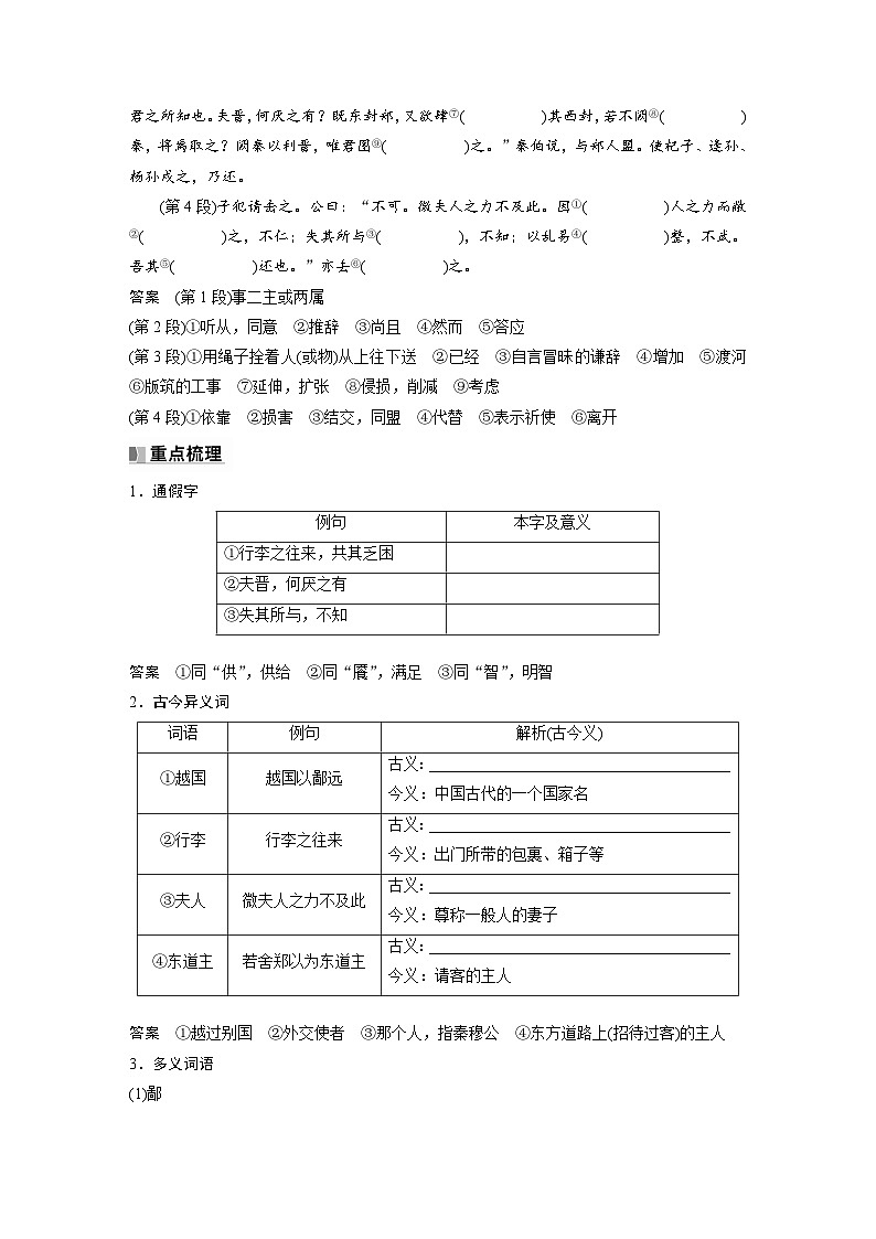 必修下册(二)　单篇梳理4　烛之武退秦师-2025年高考语文大一轮复习（课件+讲义+练习）02