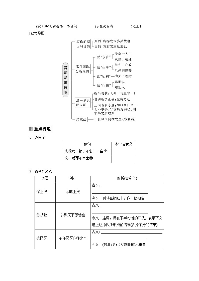 必修下册(四)　单篇梳理10　答司马谏议书（学生版）第2页