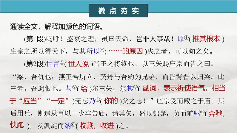 选择性必修中册(二)　单篇梳理5　五代史伶官传序-2025年高考语文大一轮复习（课件+讲义+练习）05