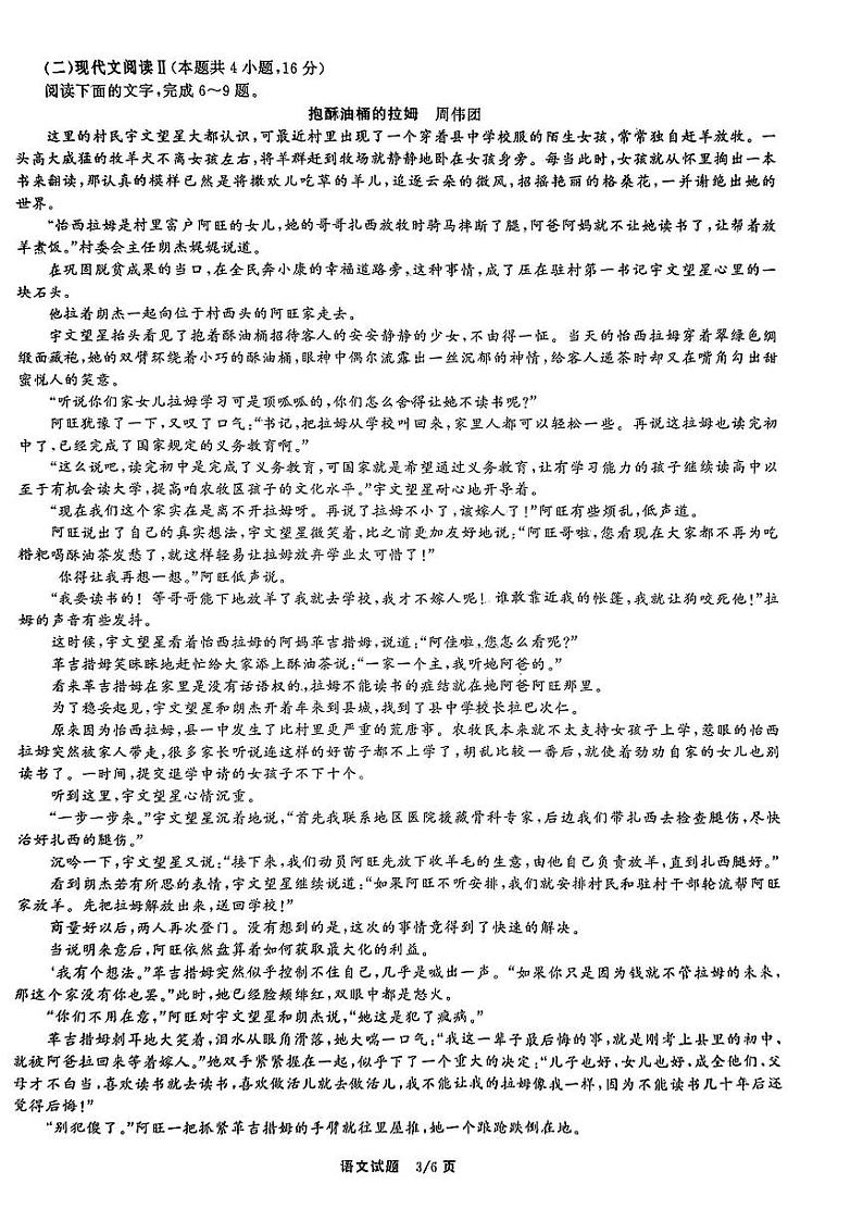 2025届四川省部分学校高三第一次联合考试（一模）语文试题03