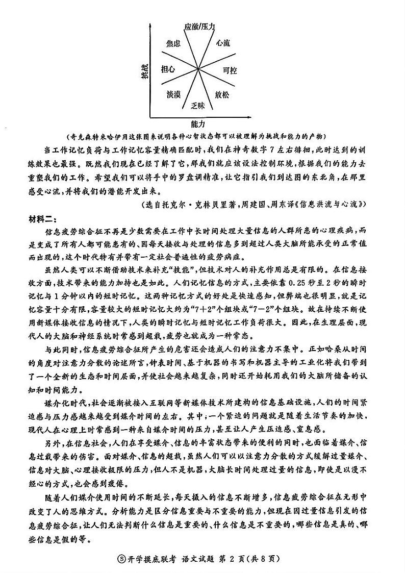 山东省百师联盟高三开学摸底联考（百S）+语文试题及答案第2页