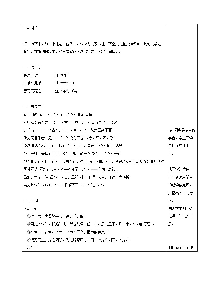 教案：部编版高中语文必修下第一单元 第1课 篇目(三) 庖丁解牛第3页