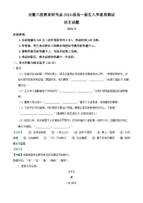 安徽省六校教育研究会2024-2025学年高一上学期新生入学素质测试语文试题（Word版附解析）