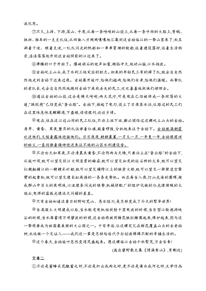 练案33　赏析散文的表达技巧和语言特色（含解析）-2025高考语文一轮 （知识点细分）基础练习卷02