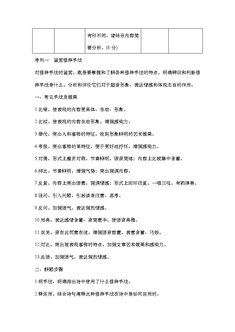 2025届高中语文一轮复习学案29　鉴赏诗歌的修辞手法和表达方式（含答案）第2页