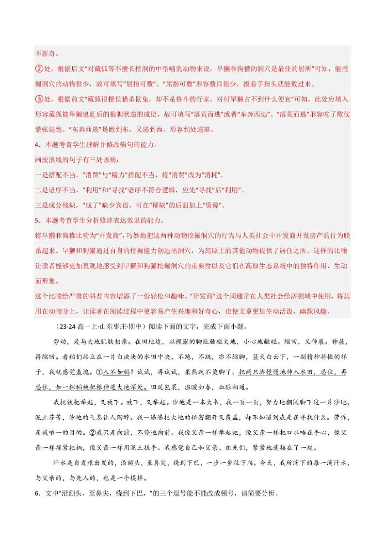 专题10 语言文字运用（二）（教师版） 备战2024-2025学年高一语文上学期期中真题分类汇编（新高考通用）第3页