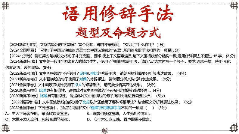 高考语言文字运用之修辞与表达效果讲解-2025年高考语文一轮总复习考情分析与备考策略课件（新高考区）03