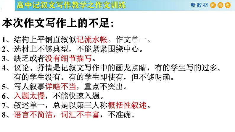 记叙文写作课堂01：《令人难忘的军训》课件-2024-2025学年高一语文全学年记叙文写作教学序列课件第5页