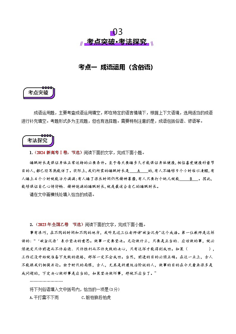 第01讲 词语的使用（讲义）（学生版） 2025年高考语文一轮复习讲练测（新教材新高考）第3页