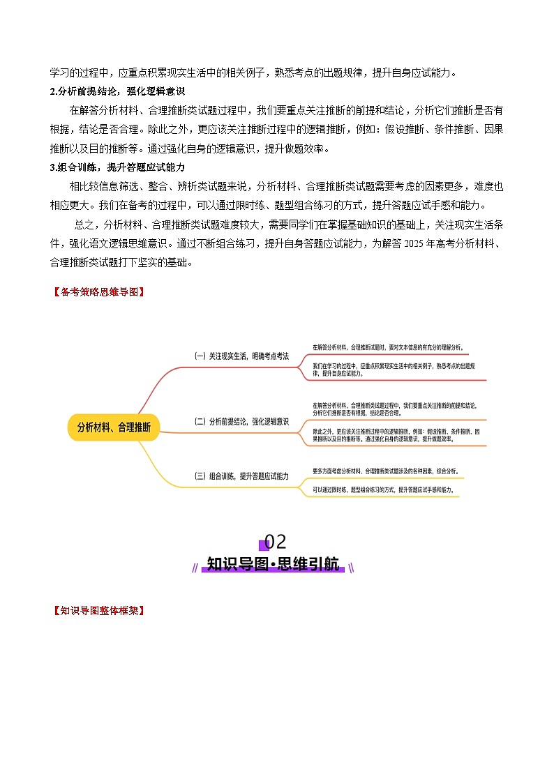 第02讲 分析材料、合理推断（讲义）（教师版） 2025年高考语文一轮复习讲练测（新教材新高考）第2页