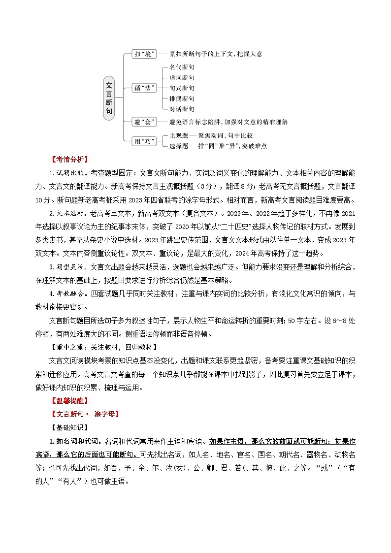 第13讲 文言断句（讲义）（含答案） 2025年高考语文一轮复习讲练测（新教材新高考）02