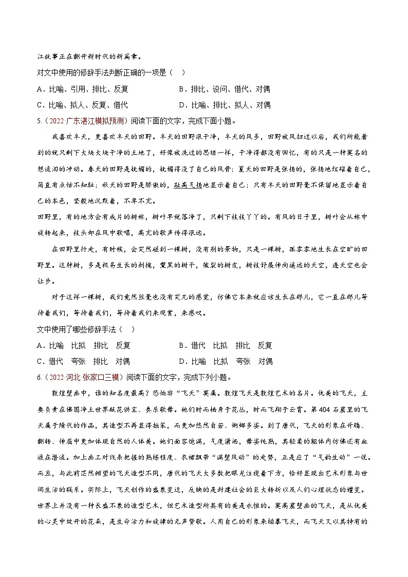 高考语文一轮复习考点(新高考地区专用)考向06辨析修辞手法(原卷版+解析)第3页