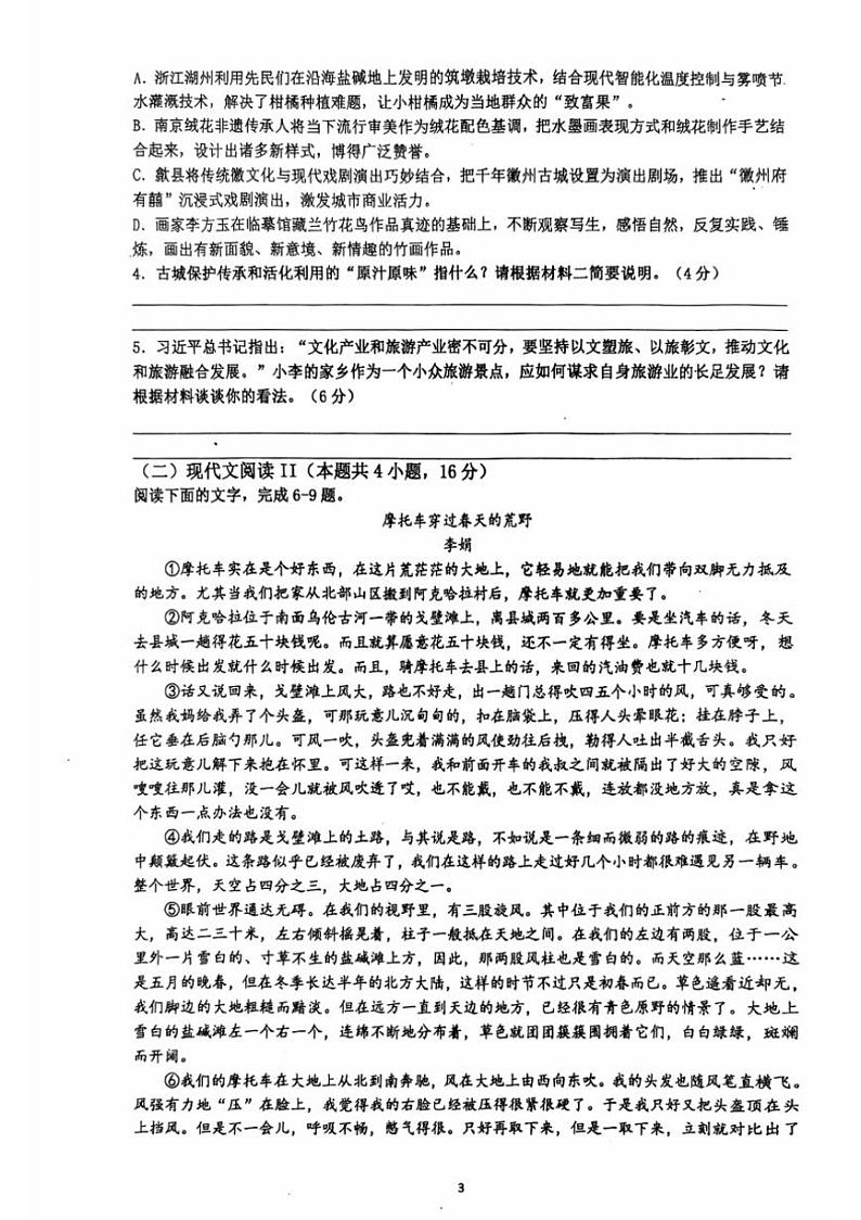 [语文]广东省揭阳市普宁市华侨中学2024—2025学年高三上学期第一次月考试卷(无答案)第3页