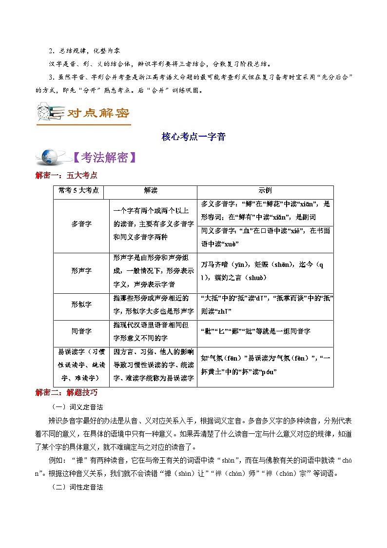 高考语文二轮复习讲义+分层训练(浙江专用)解密01字音字形(讲义)(原卷版+解析)第2页