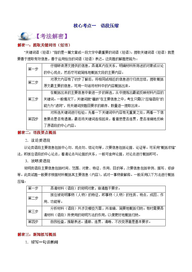 高考语文二轮复习讲义+分层训练(浙江专用)解密06语段压缩和语句扩展(讲义)(原卷版+解析)第2页