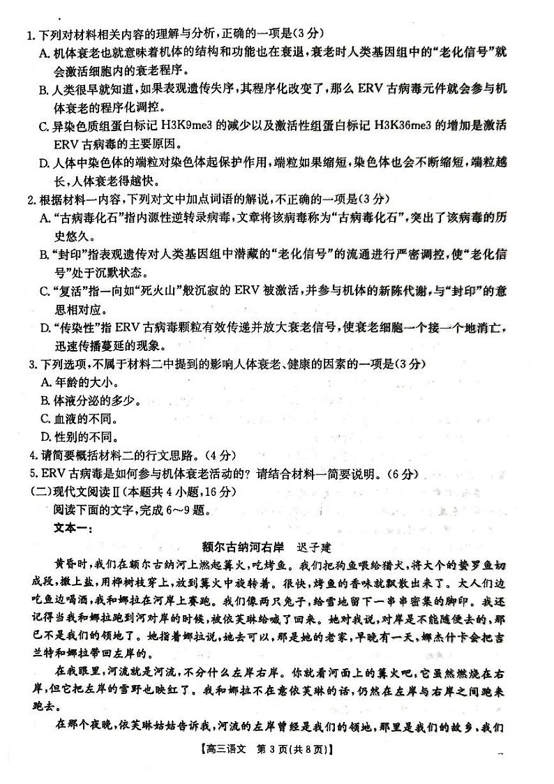 湖北省金太阳百校大联考2024-2025学年高三上学期10月联考语文试题第3页