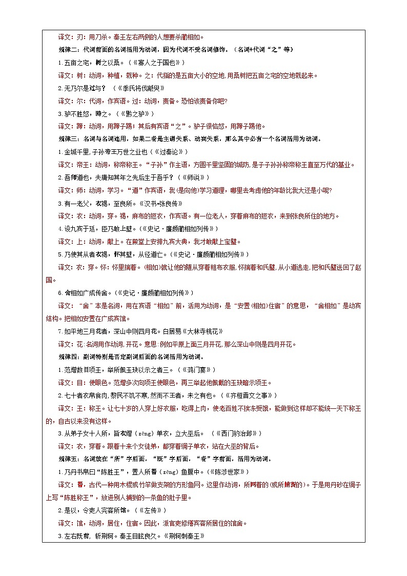 专题0401  词类活用考点（教案）——2025年新高考语文一轮复习各考点满分学案第3页