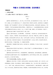 高考语文一轮复习基础考点+新题训练2专题56文学类文本阅读：议论性散文(基础训练)(原卷版+解析)