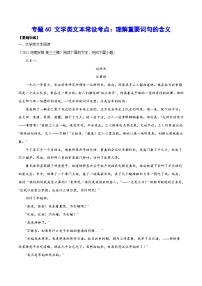 高考语文一轮复习基础考点+新题训练2专题60文学类文本常设考点：理解重要词句的含义(基础训练)(原卷版+解析)