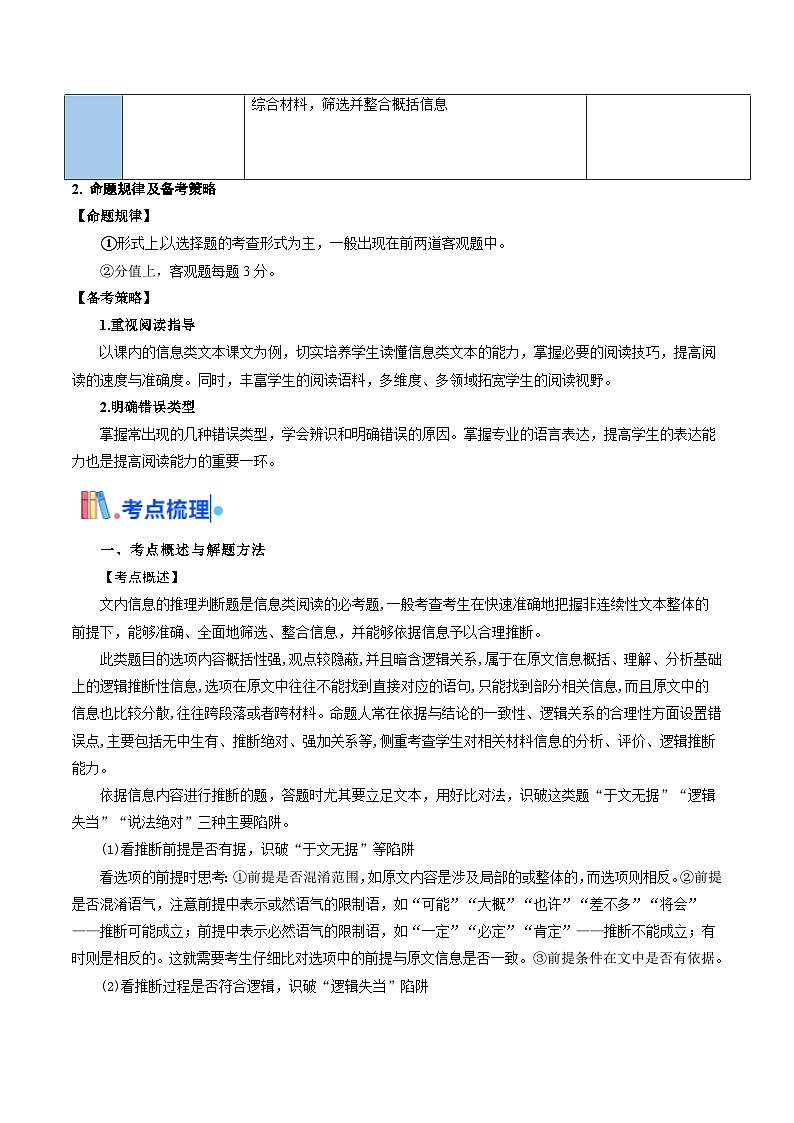 考点02 理解与推断文本信息（非连续性文本阅读）（学生版） 备战2025年高考语文一轮复习考点帮（北京专用）第2页