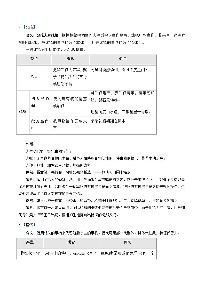 记背手册05：高考古诗鉴赏知识清单（修辞手法+表现手法+表达方式+结构技巧）-备战2025年高考语文一轮复习考点帮（北京专用）02