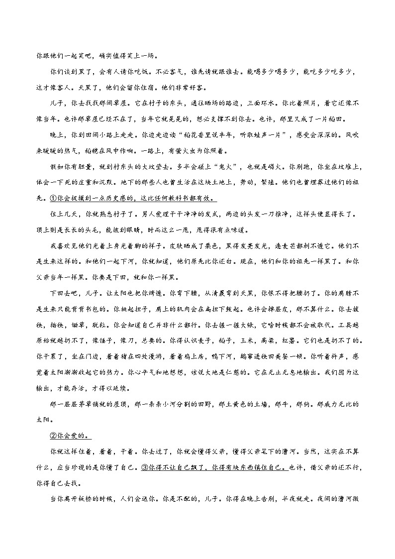 专题02 乡土小说 （原卷版）-2025年高考语文二轮复习小说阅读教考衔接微专题（十大文体流派）第3页