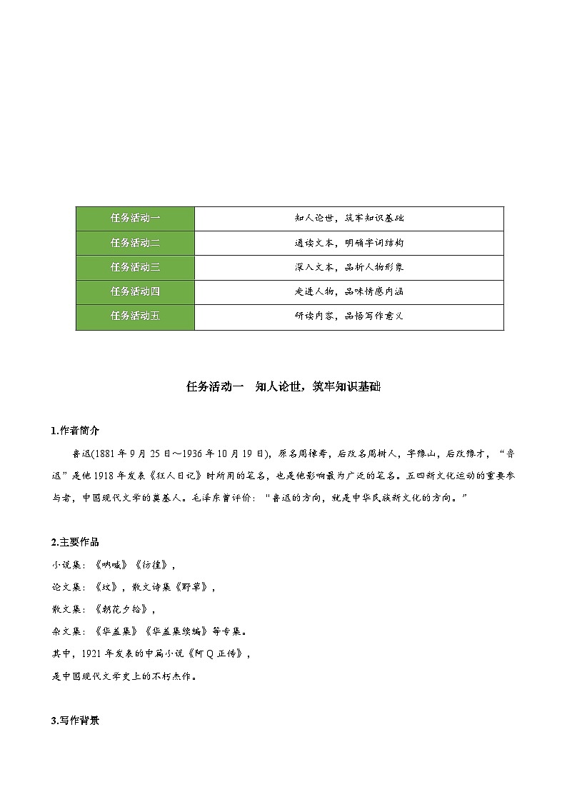 人教统编版高中语文选择性必修中册6.2《为了忘却的记念》课件+教案+导学案+分层练习02