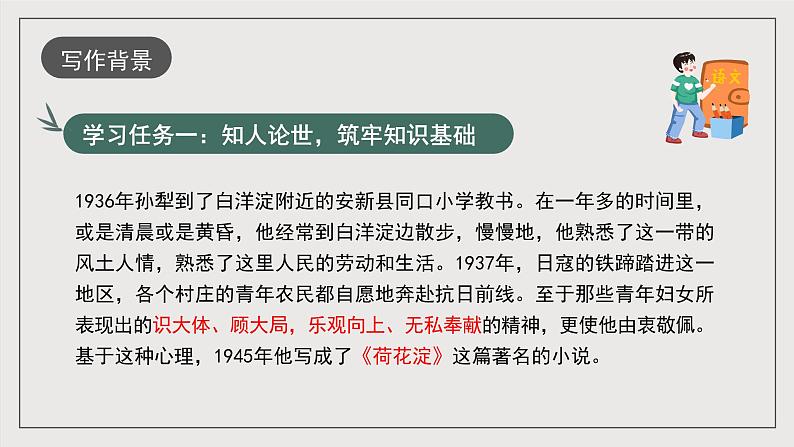 人教统编版高中语文选择性必修中册8.1《荷花淀》（同步课件）第6页