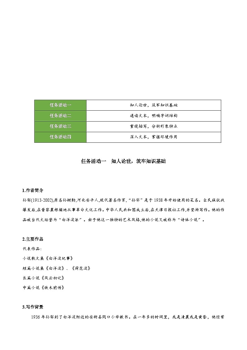 人教统编版高中语文选择性必修中册8.1《荷花淀》（教学设计）第2页