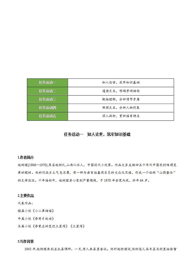 人教统编版高中语文选择性必修中册8.2《小二黑结婚》课件+教案+导学案+分层练习02