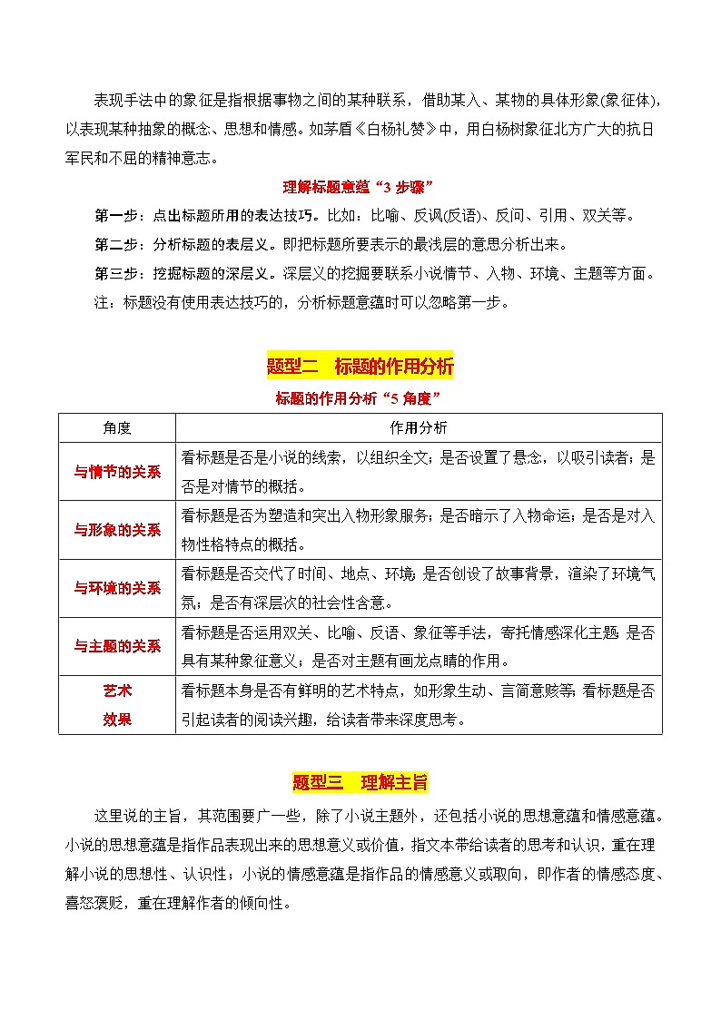 2025年高考语文复习知识清单第2章文学类文本阅读(一)小说专题06：探究主旨、标题、作者意图(学生版+解析)第2页