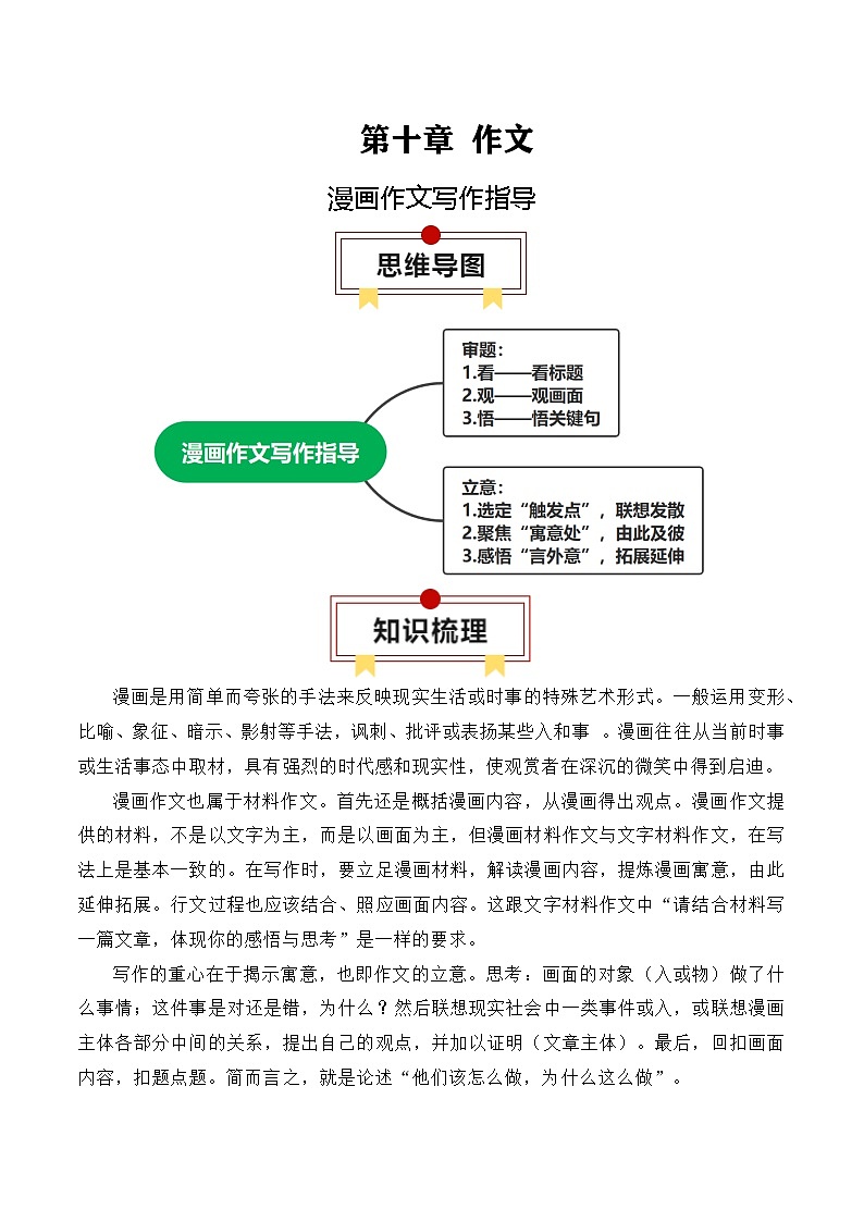 2025年高考语文复习知识清单第十章作文专题一1：漫画作文写作指导(学生版+解析)第1页
