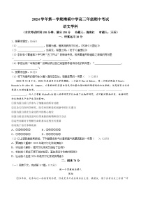 上海市民办南模中学2024-2025学年高三上学期期中语文试题(无答案)