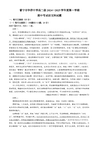 广东省揭阳市普宁市华侨中学2024-2025学年高二上学期11月期中考试语文试题(无答案)