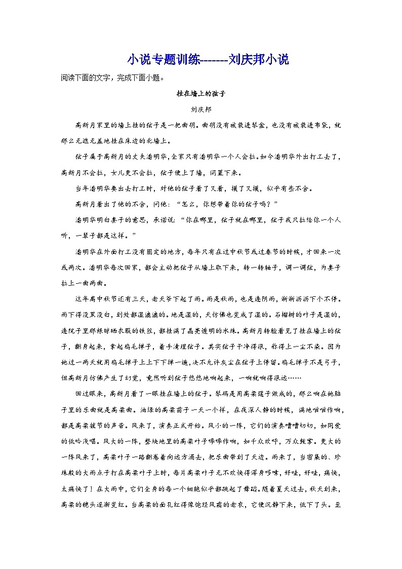 2025届高考语文复习：小说阅读训练（含答案） (9)第1页