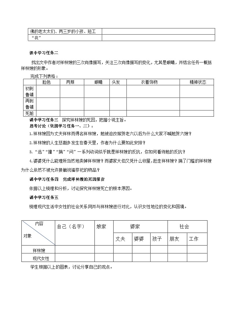 人教统编版高中语文必修下册12《祝福》课件+教案+导学案+分层作业（原卷版+解析版）03