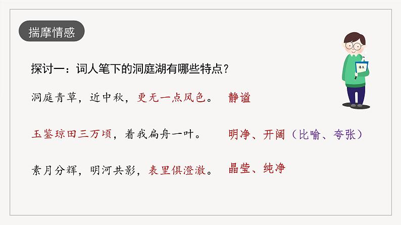 人教统编版高中语文必修下册《念奴娇·过洞庭》《游园·皂罗袍》联读（教学课件）第8页