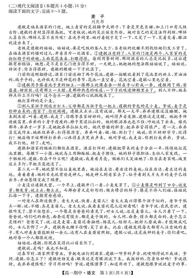 甘肃省庆阳市华池县第一中学2024-2025学年高一上学期期中考试语文试题第3页