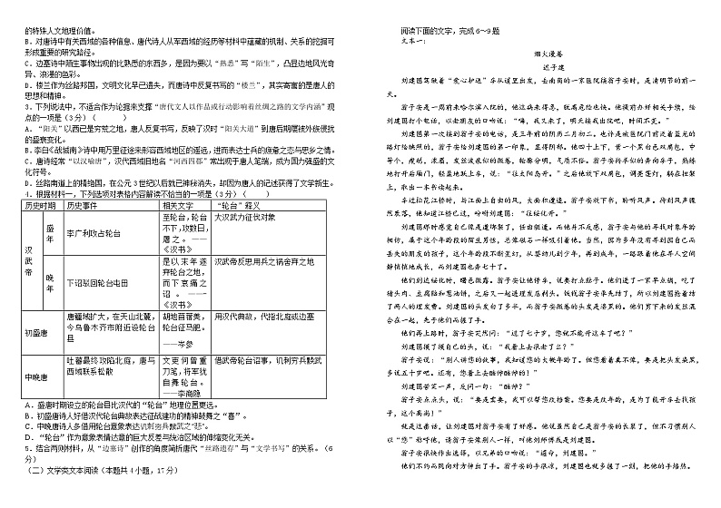 2025长春外国语学校高一上学期10月期中考试语文含解析第2页