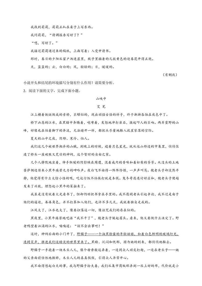 2025年语文高考一轮复习提高练 文学类文本：赏析环境描写第3页