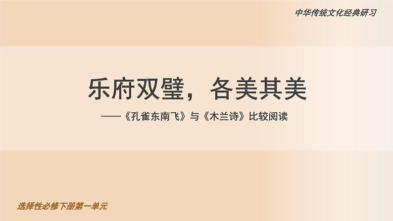 高中语文人教统编版选择性必修下册《孔雀东南飞》《木兰诗》比较阅读 课件第1页