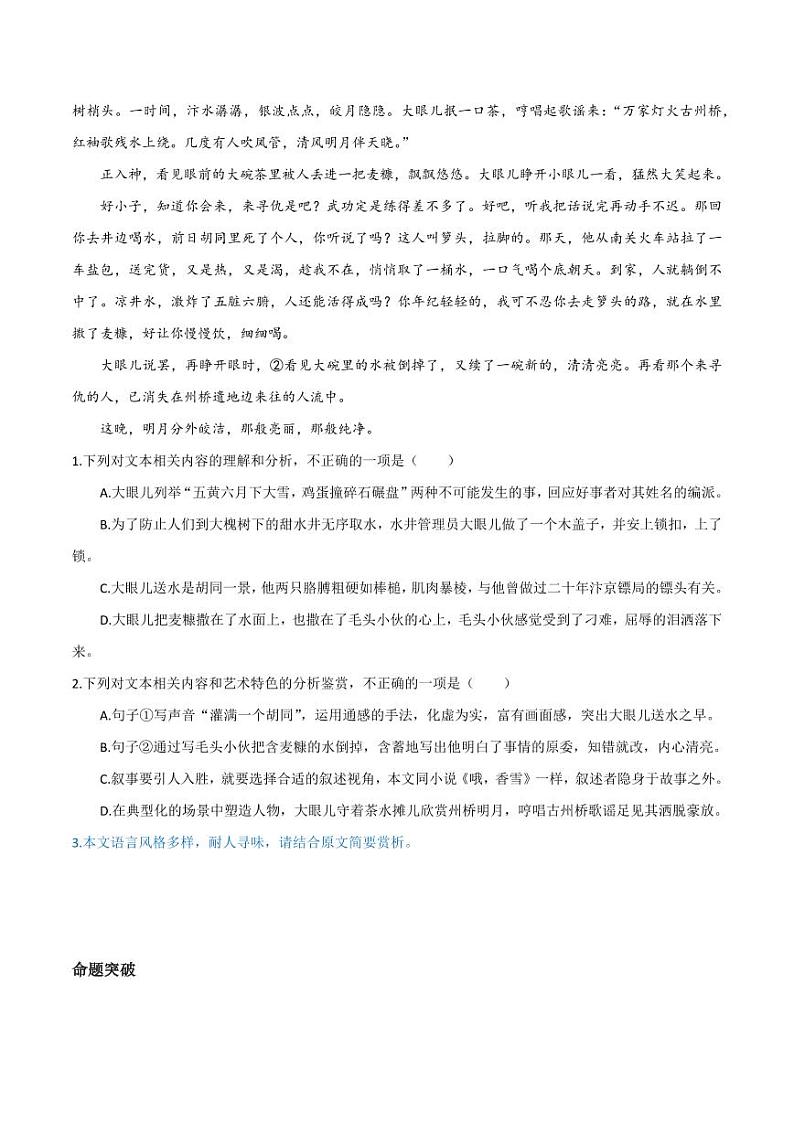 12（文学文本阅读）赏析语言技巧（学生版）-2024-2025学年新高考地区通用高考语文题型练习第3页