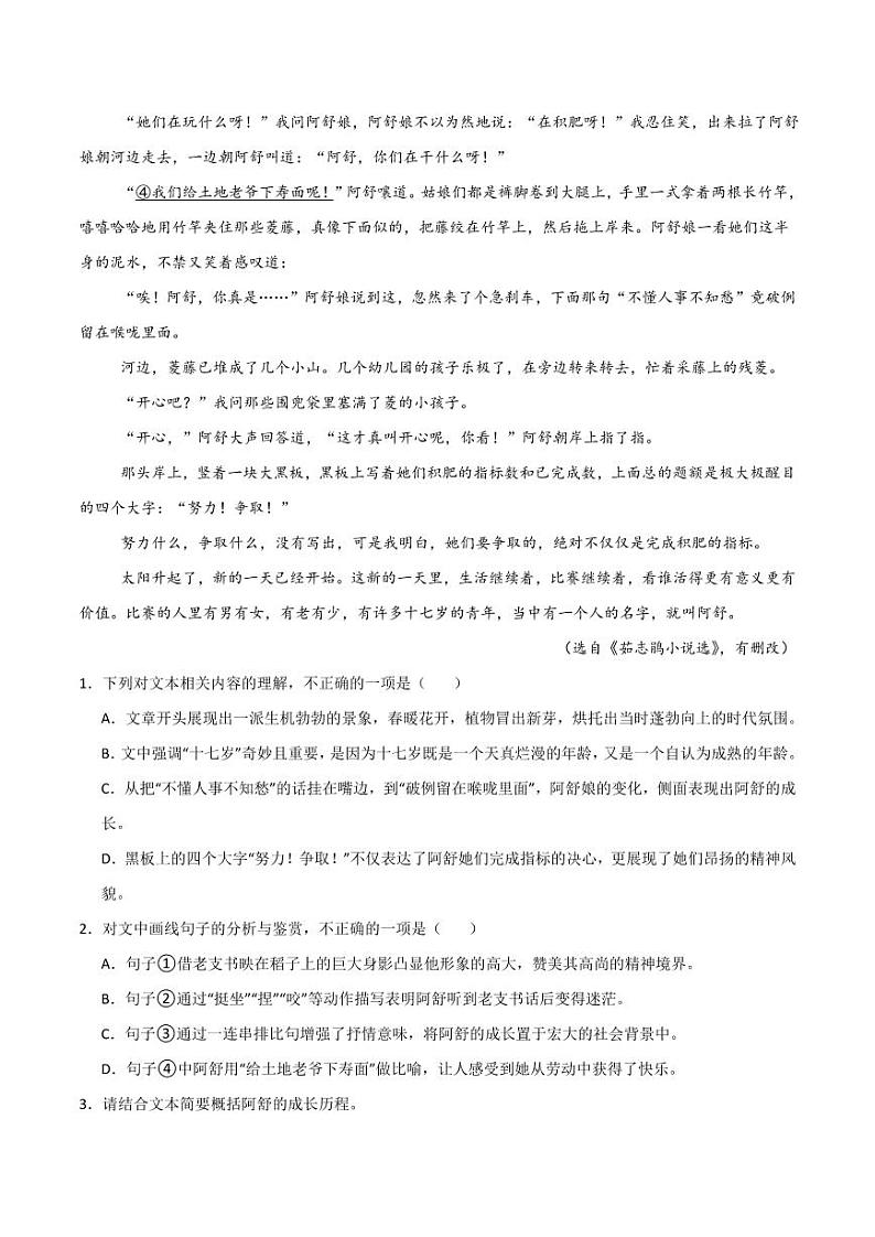 14（文学文本阅读）热门体裁集训（学生版）-2024-2025学年新高考地区通用高考语文题型练习第3页