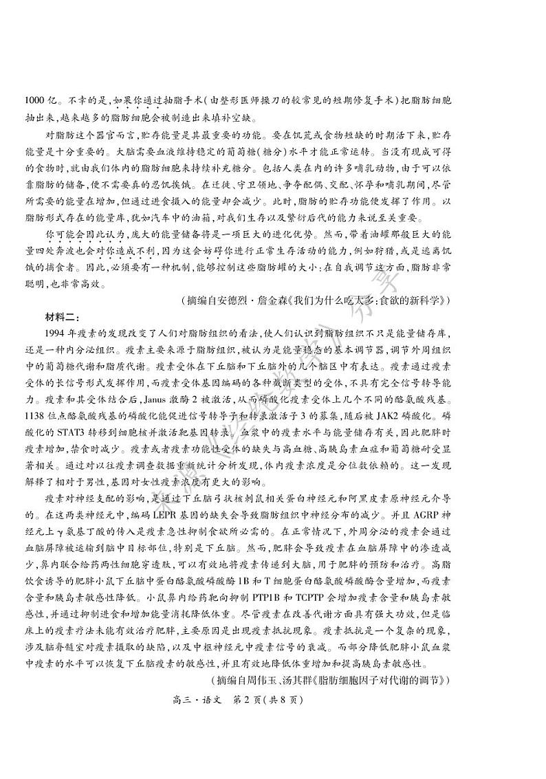 2025届江西省上进高三11月·语文第2页